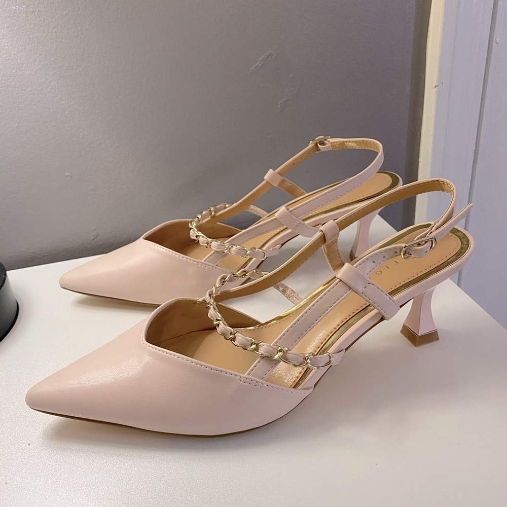 Strappy pink heels